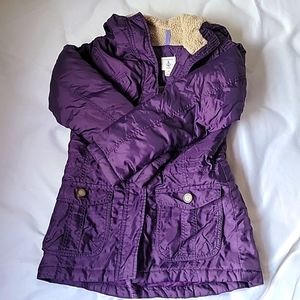 LANDS' END Fleece Lined Hooded Water Repellent Insulated Winter Parka Jacket